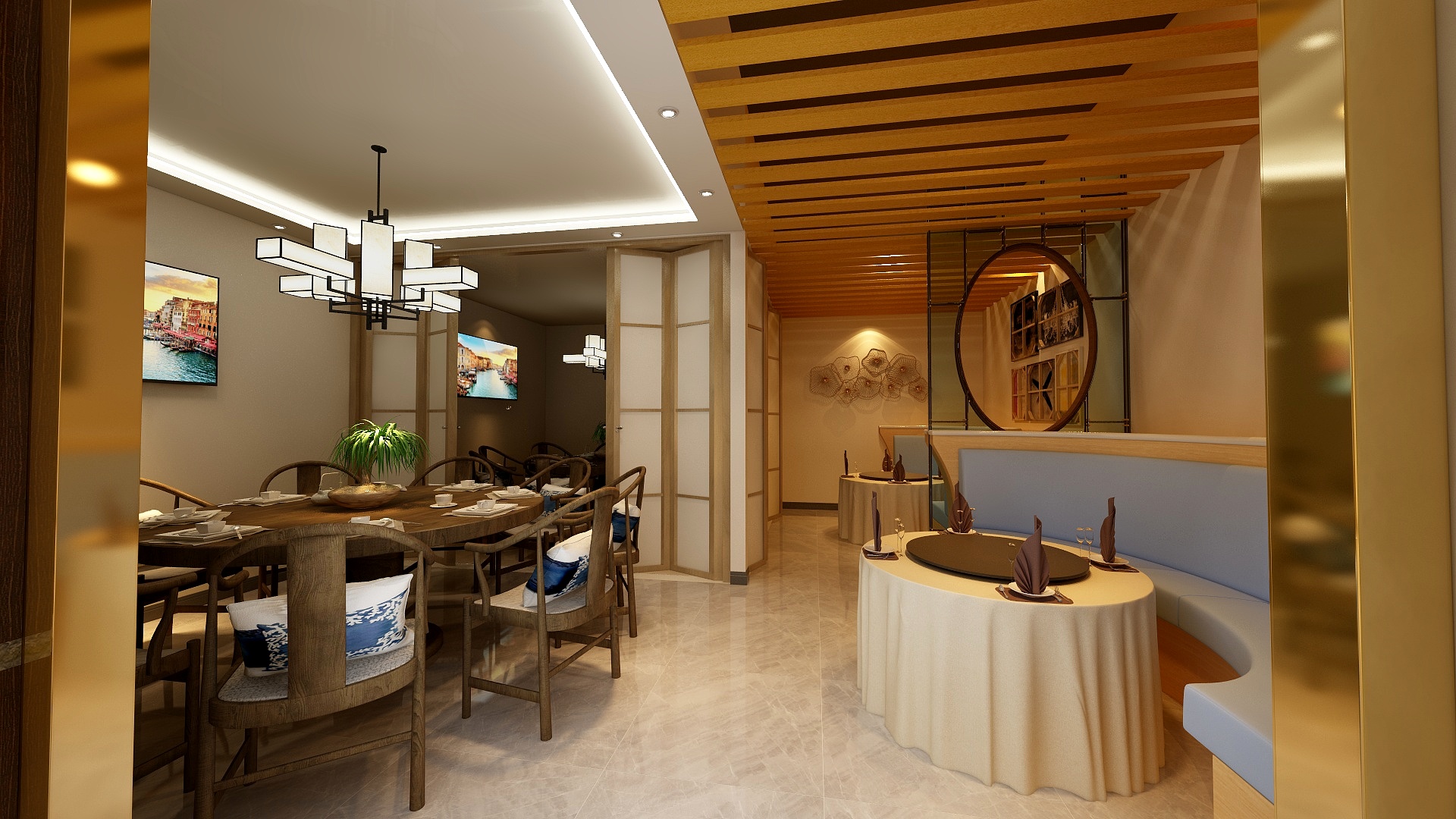 啊盛设计-250㎡新中式餐馆-装修设计方案