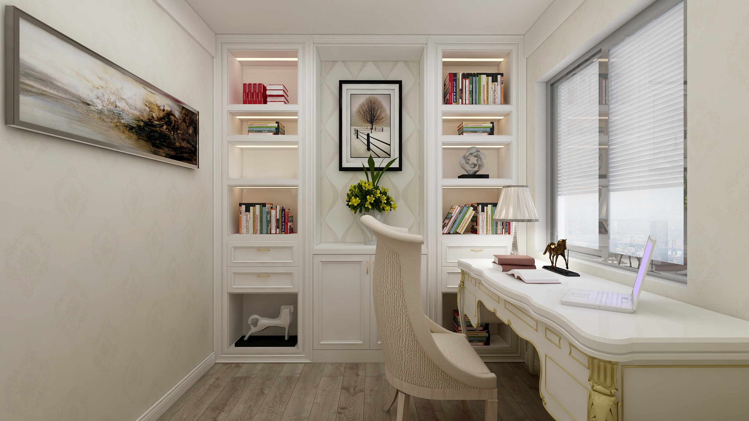 aolifer-96方欧式两居一层书房装修效果图第1张