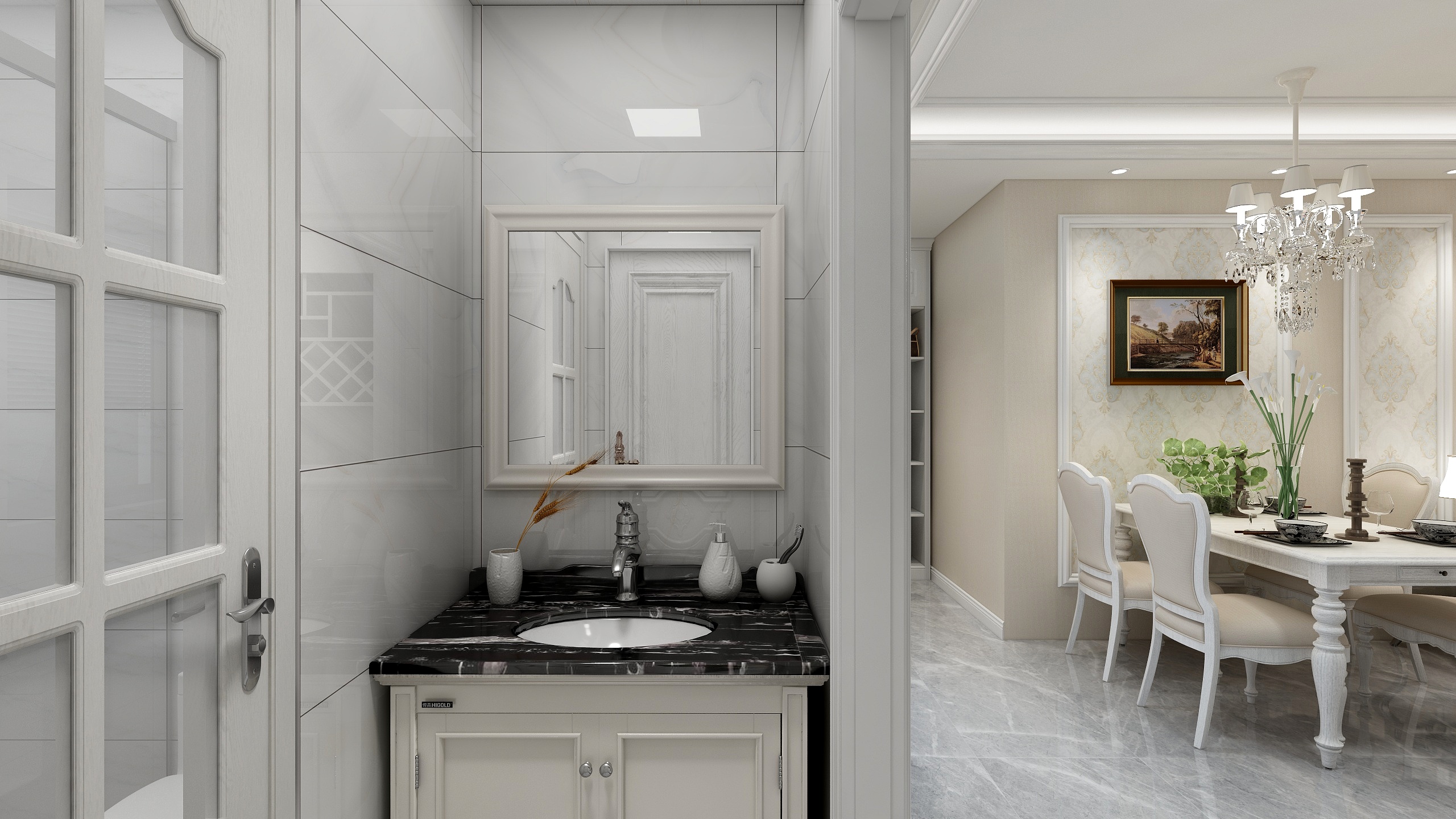 aolifer-96方欧式两居一层卫生间干区装修效果图第1张