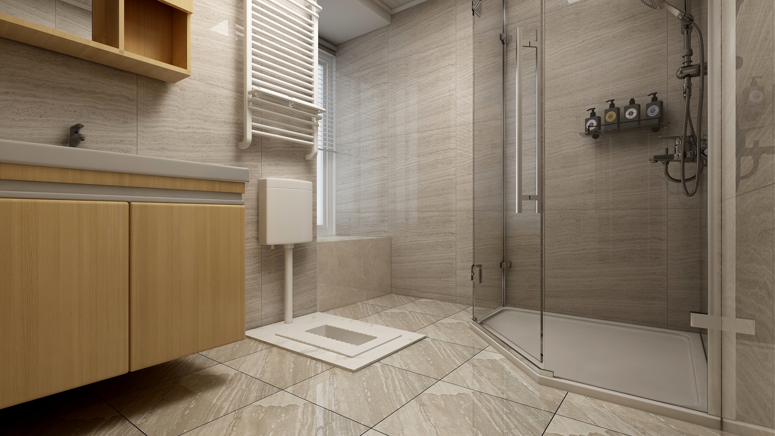 装修设计陈先生-《稻香》现代简约（时尚轻奢）一层主卫装修效果图第1张