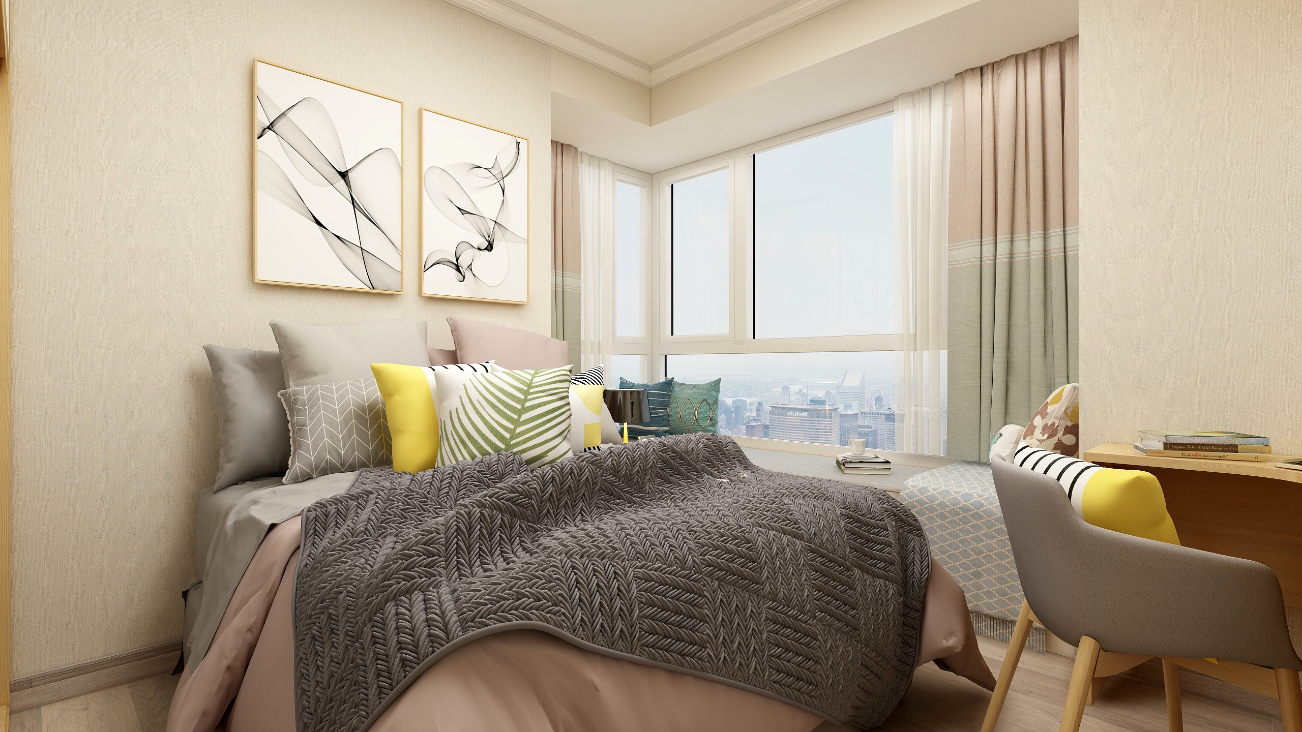 装修设计陈先生-《稻香》现代简约（时尚轻奢）一层次卧二装修效果图第2张