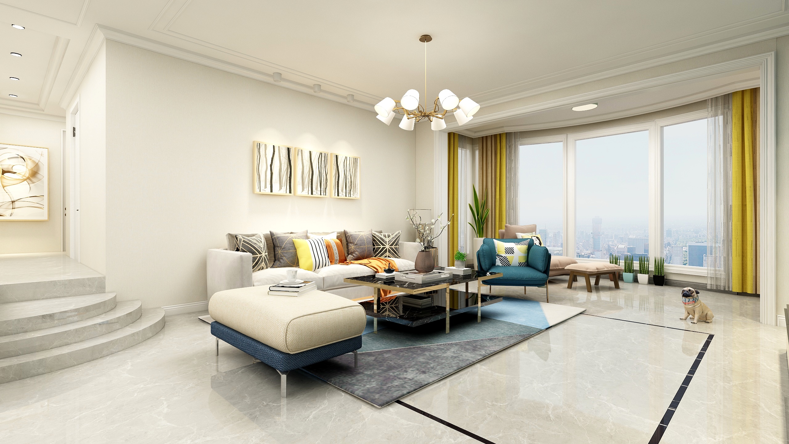 装修设计陈先生-《稻香》现代简约（时尚轻奢）一层客餐厅装修效果图第2张