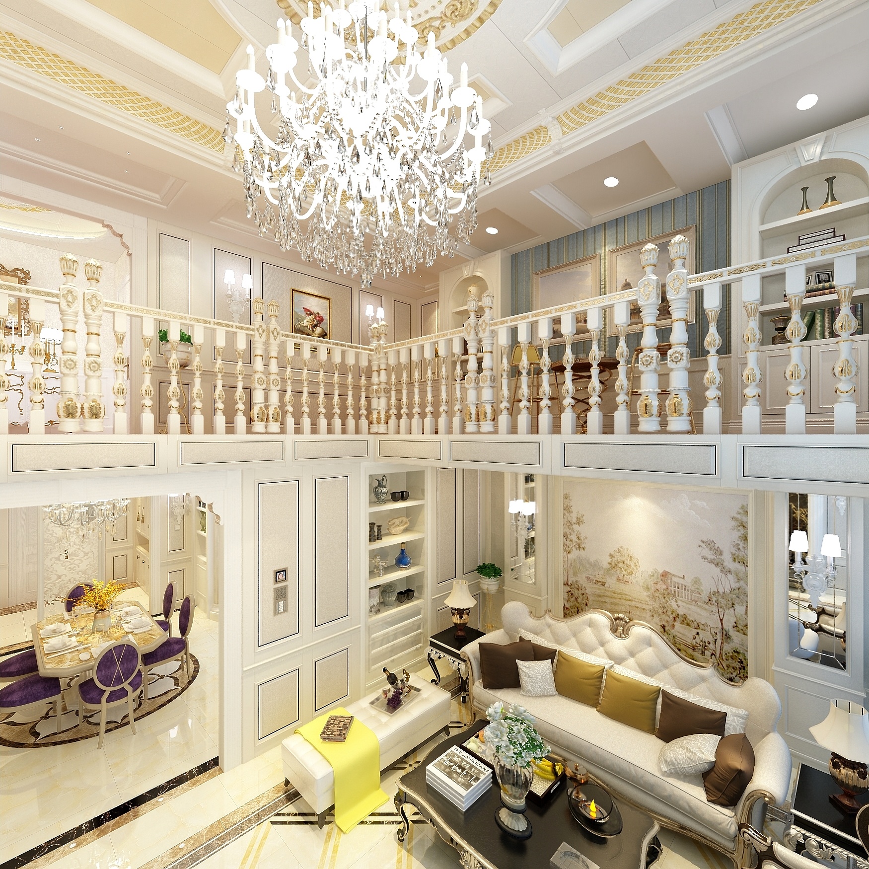 卡班-别墅-欧式二层走廊装修效果图第3张