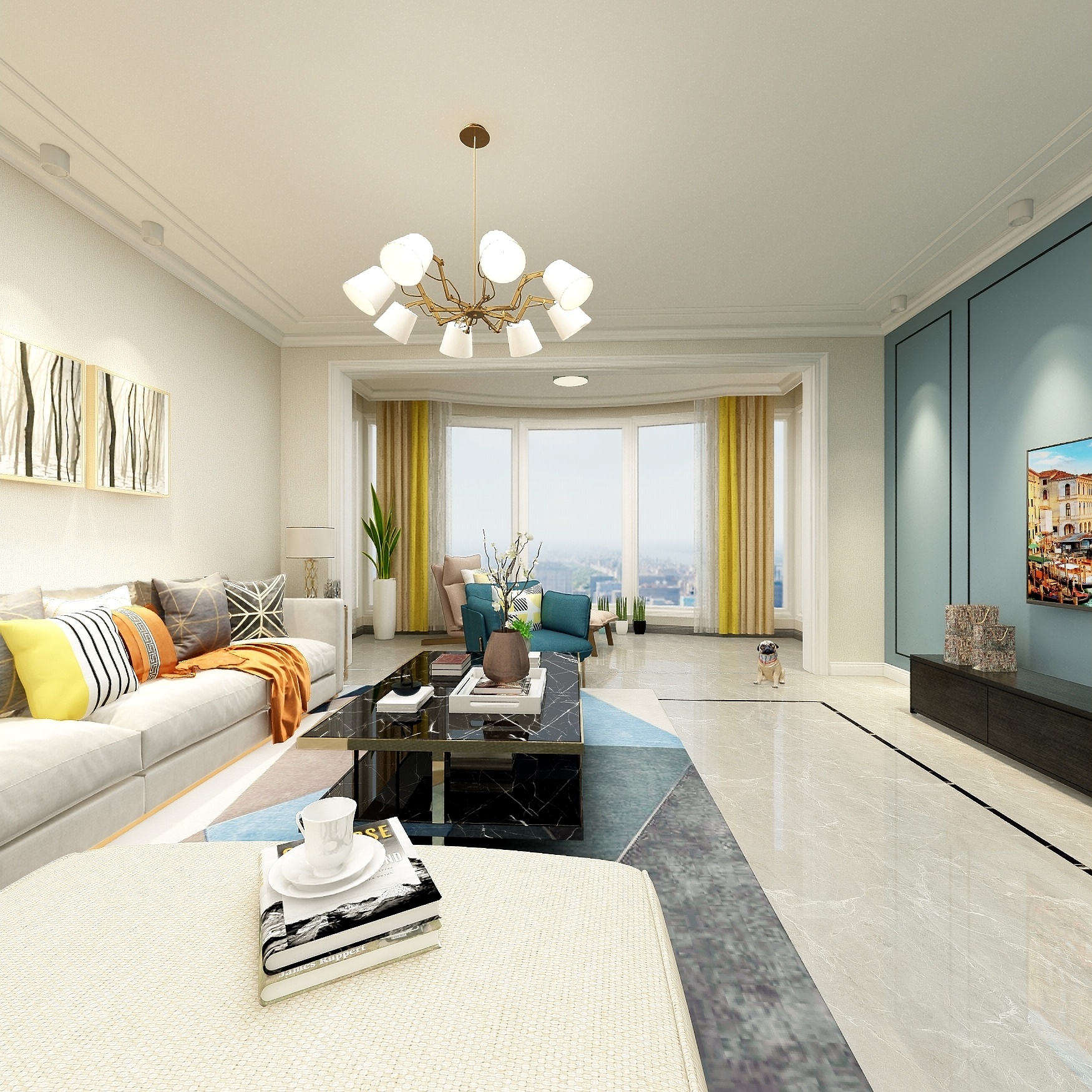 装修设计陈先生-《稻香》现代简约（时尚轻奢）一层客餐厅装修效果图第3张