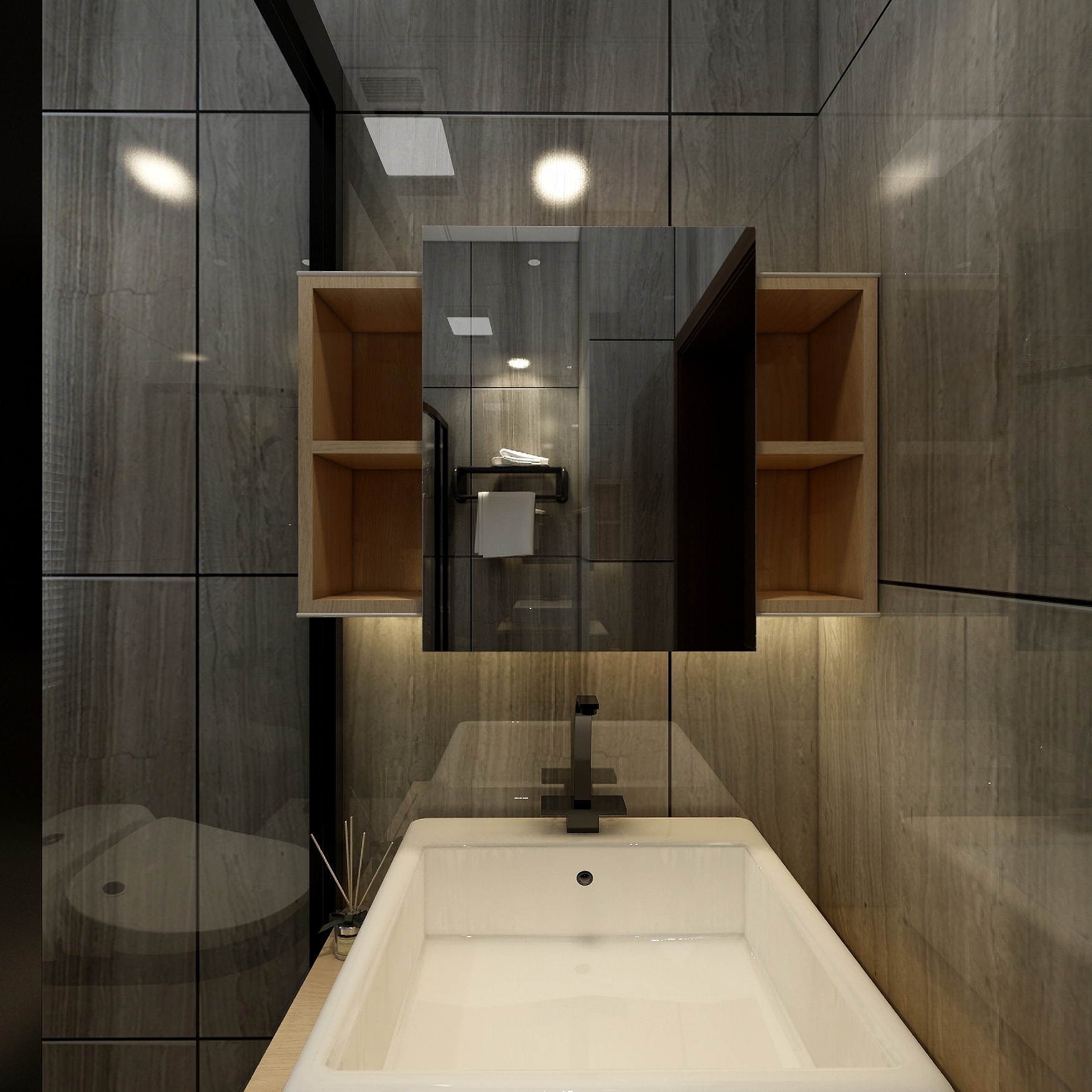 李青越-115方新中式三居一层卫生间装修效果图第3张