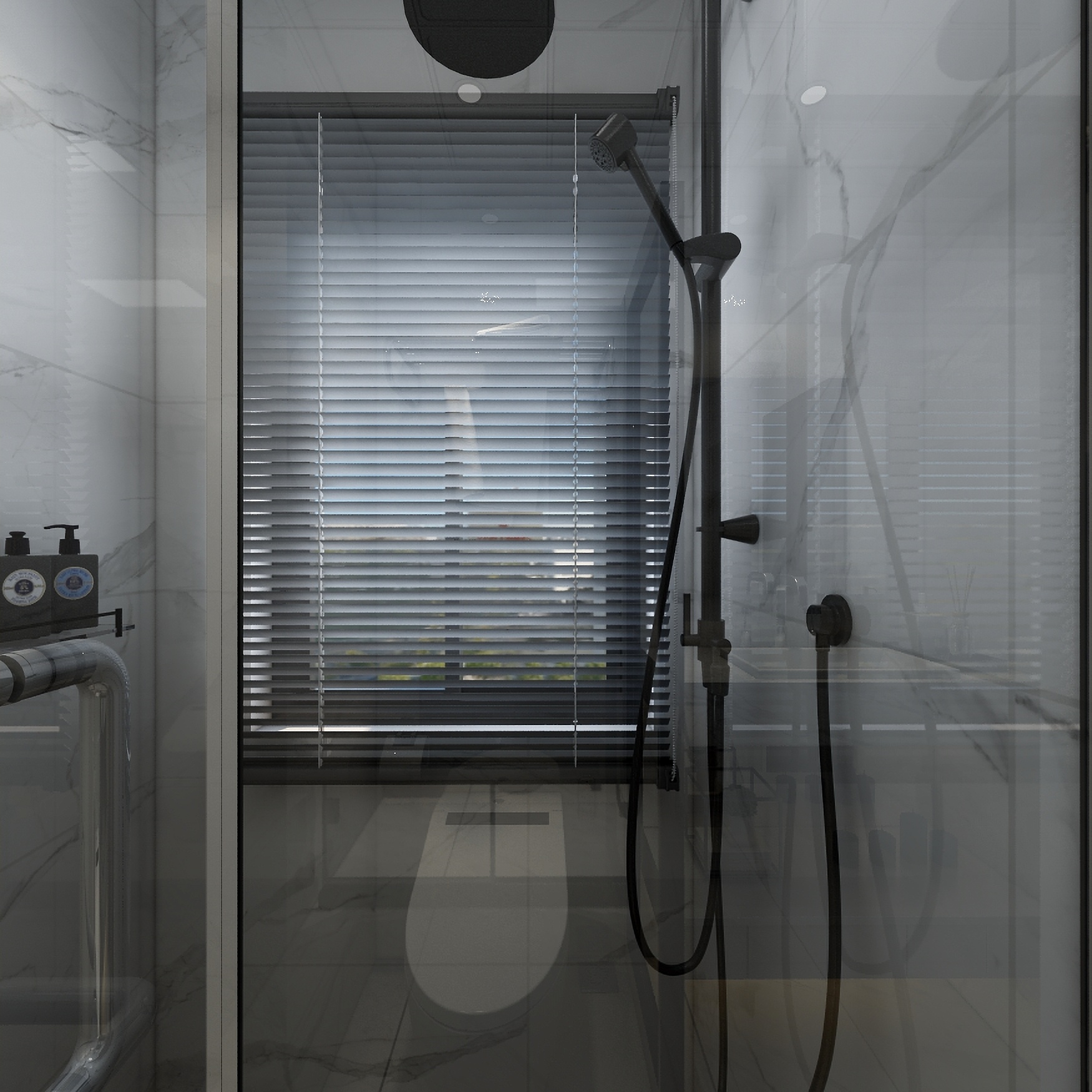 李青越-115方新中式三居一层卧卫装修效果图第3张