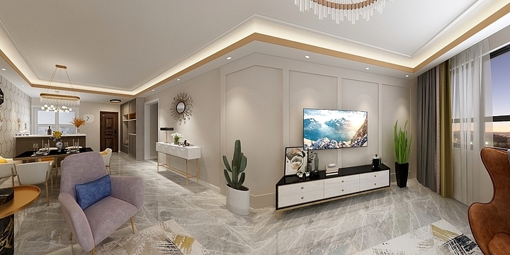 一岸设计-阳光怡居94新中式风格-装修设计方案