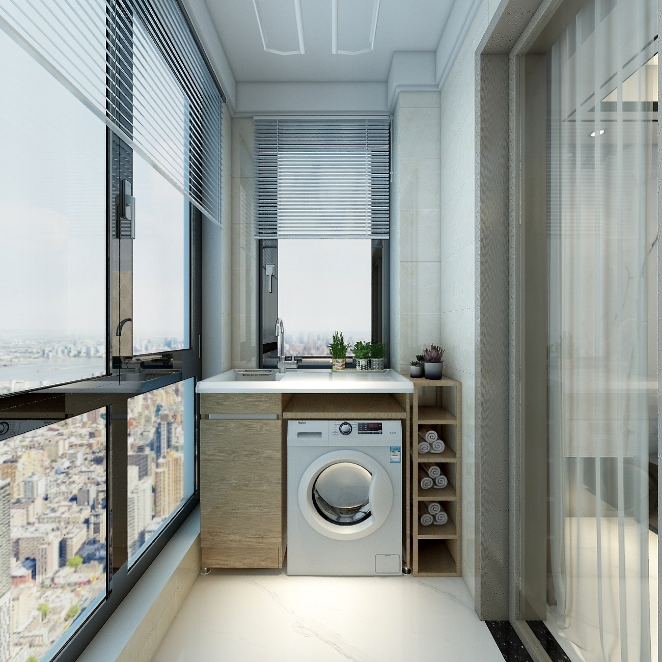 李立猛-新中式三居室一层阳台装修效果图第3张