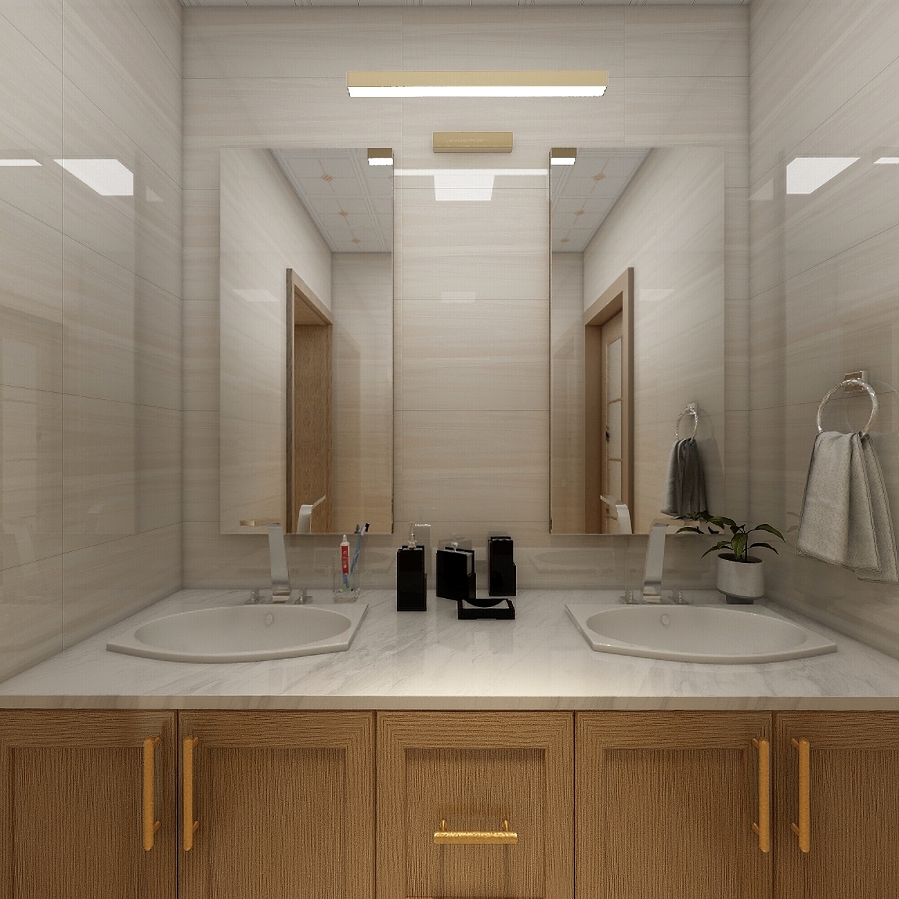 李立猛-新中式三居室一层公卫装修效果图第3张