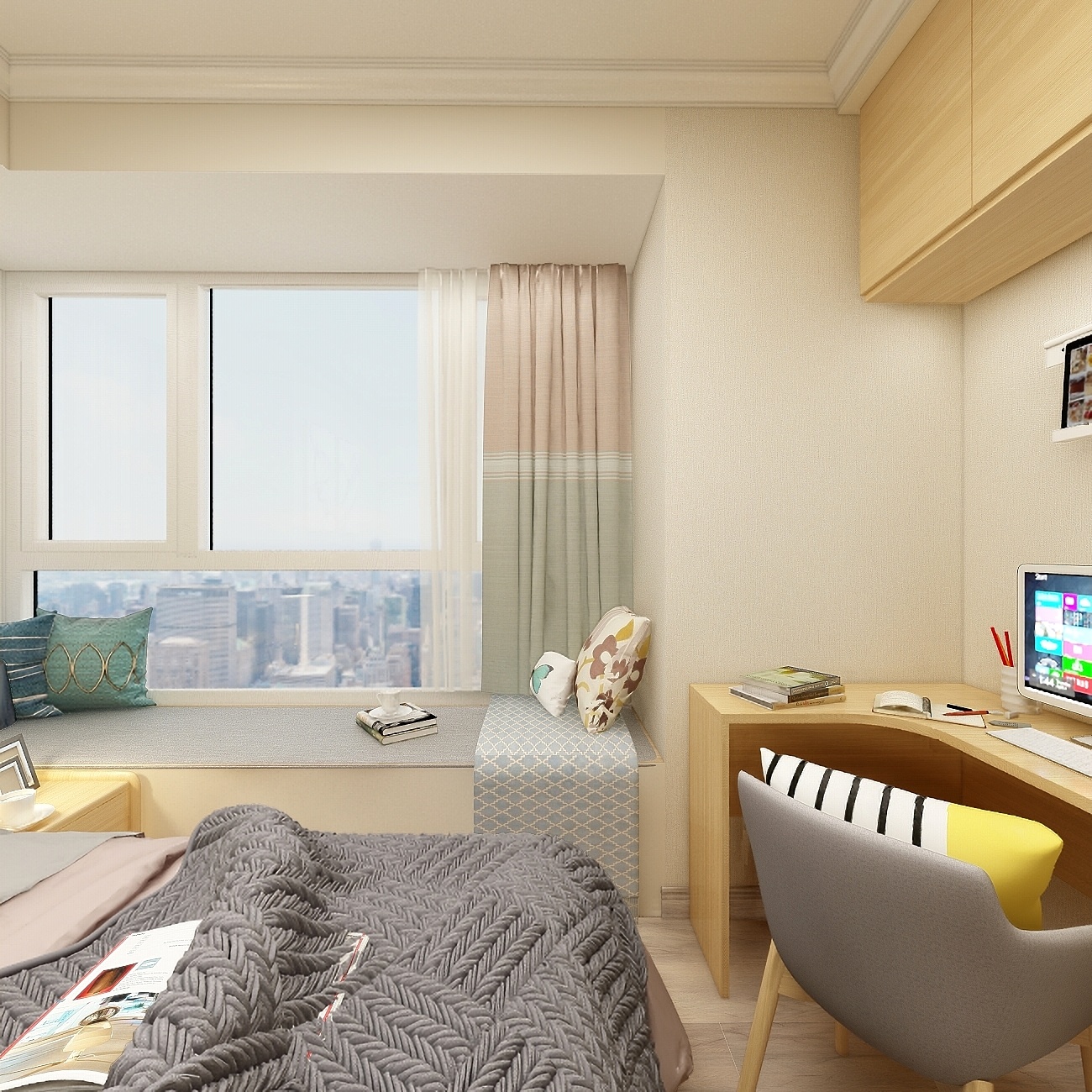 装修设计陈先生-《稻香》现代简约（时尚轻奢）一层次卧二装修效果图第3张