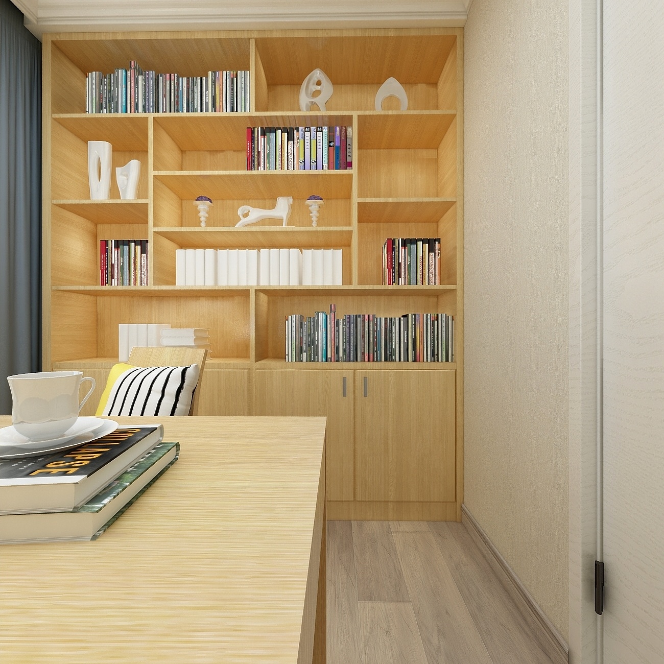 装修设计陈先生-《稻香》现代简约（时尚轻奢）一层书房装修效果图第3张