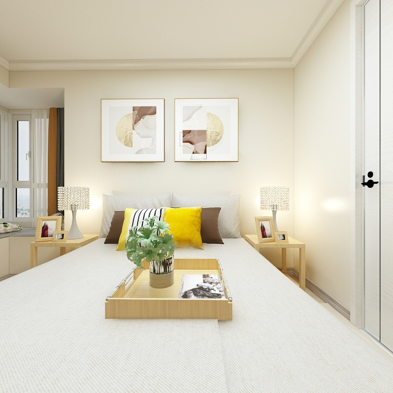 装修设计陈先生-《稻香》现代简约（时尚轻奢）一层主卧装修效果图第3张