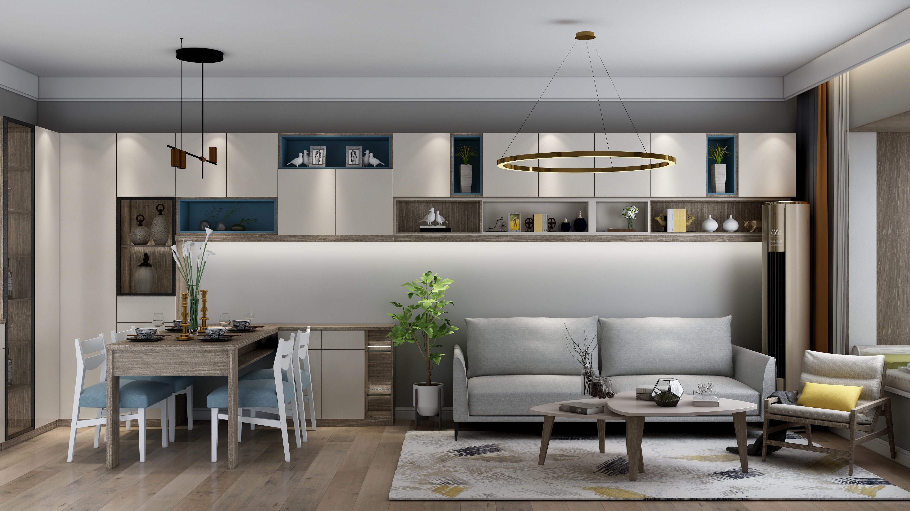 壹帆德品-东郡-80㎡小高层标准层装修效果图