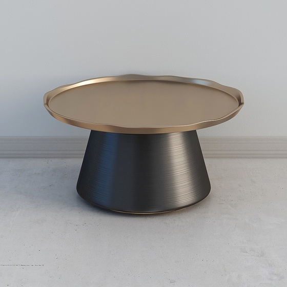 Modern Low Coffee Table 3D Model in Black Finish