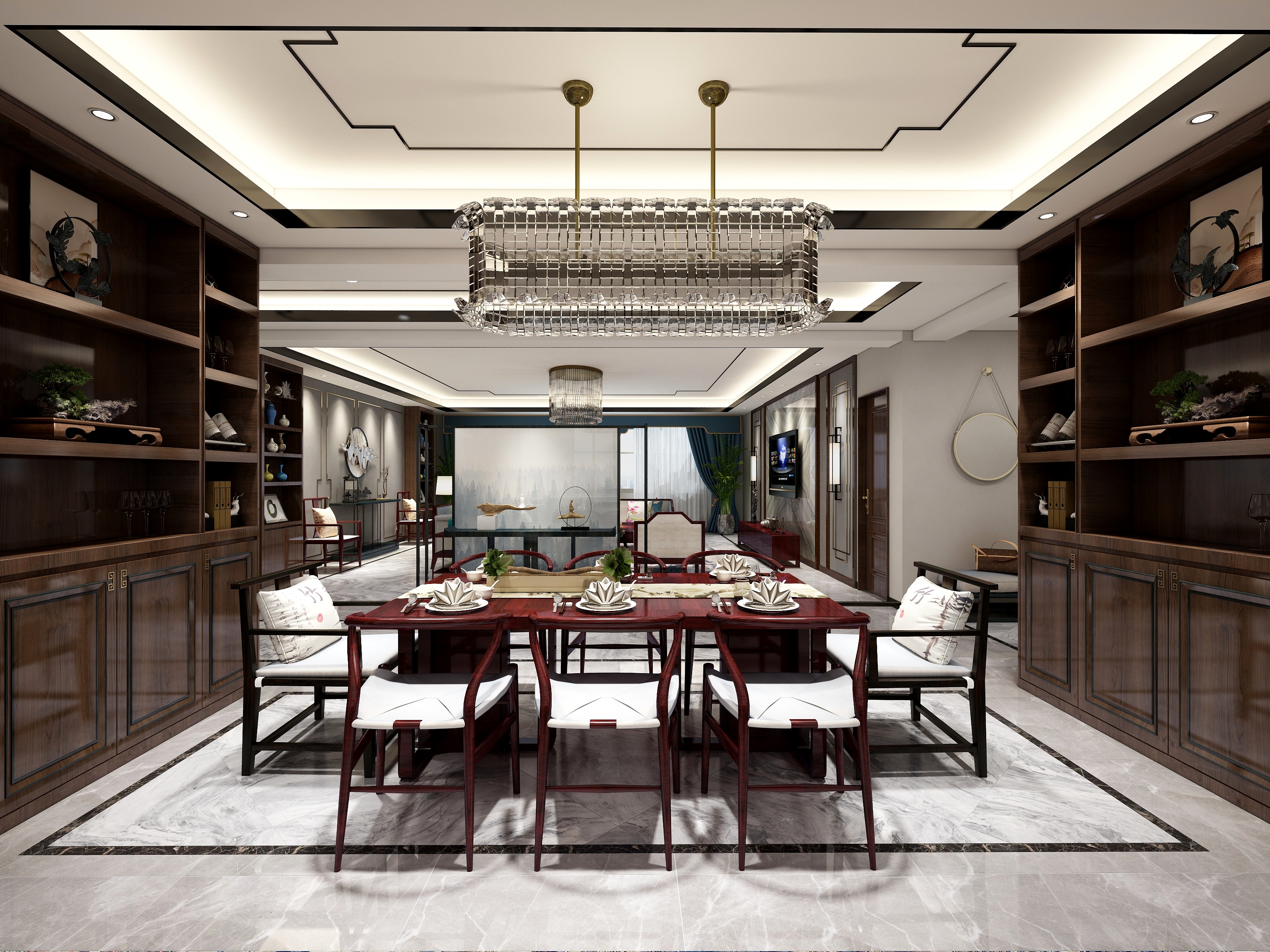 设计师孙恺-258方新中式四居装修效果图