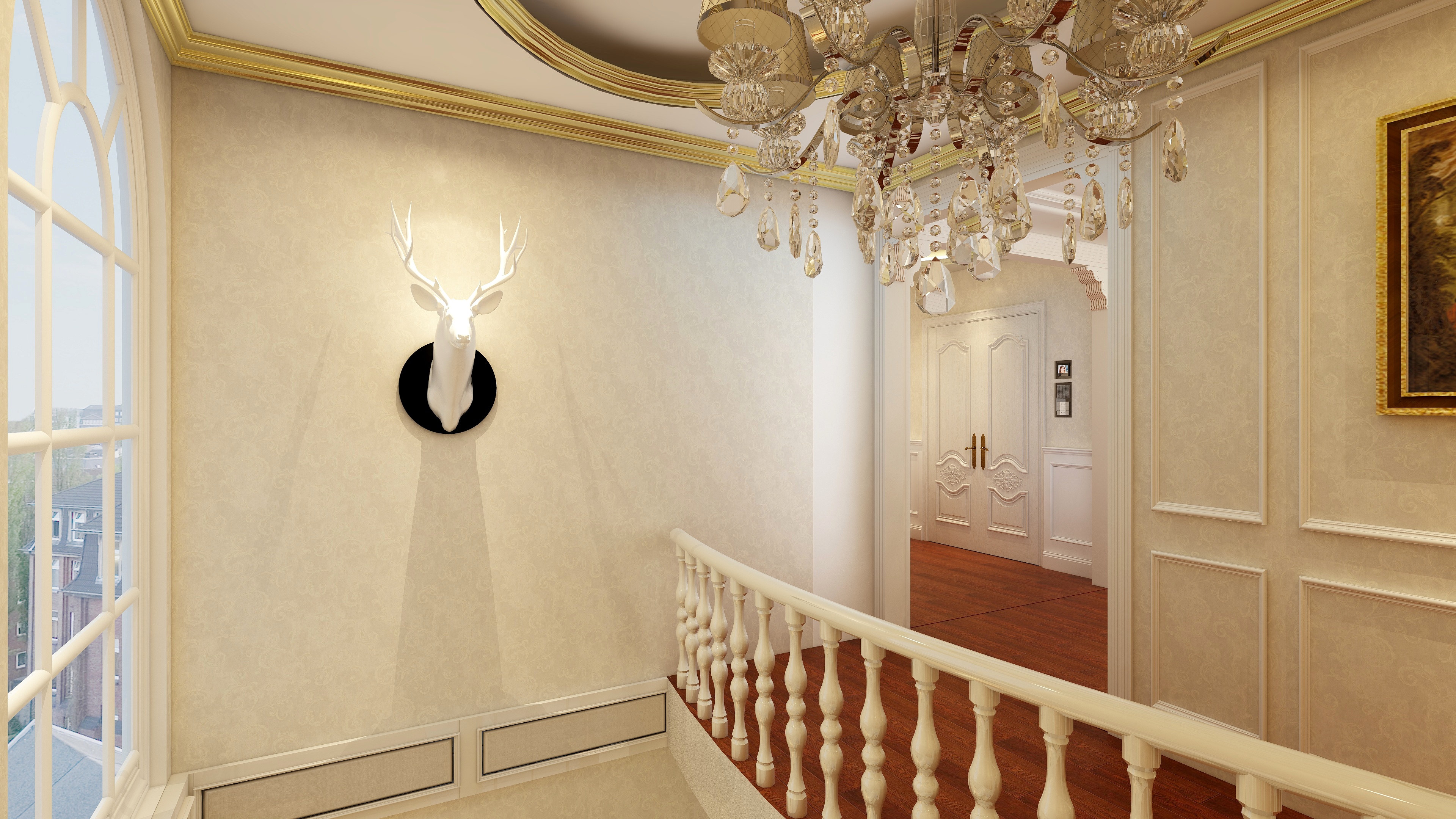 卡班-别墅-欧式二层走廊装修效果图第2张