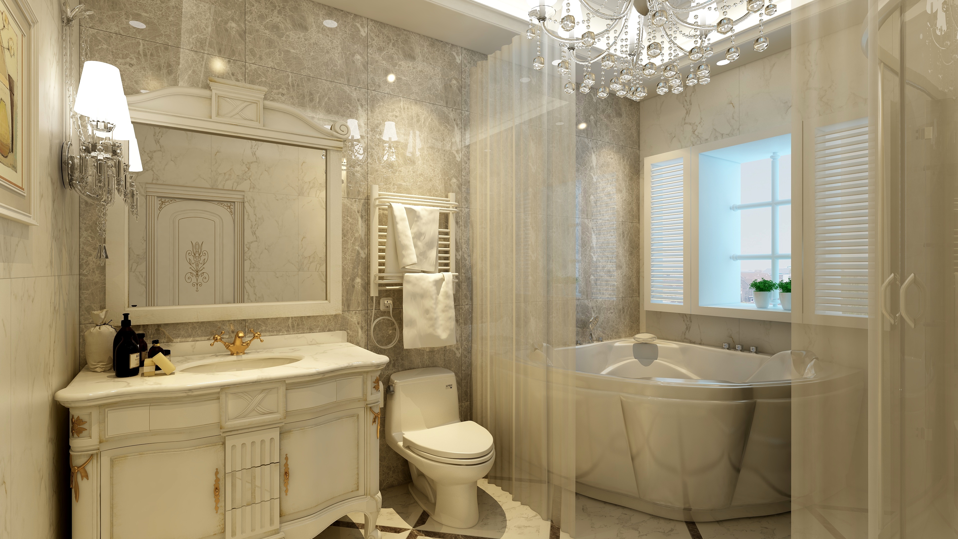 卡班-别墅-欧式二层卫生间装修效果图第1张