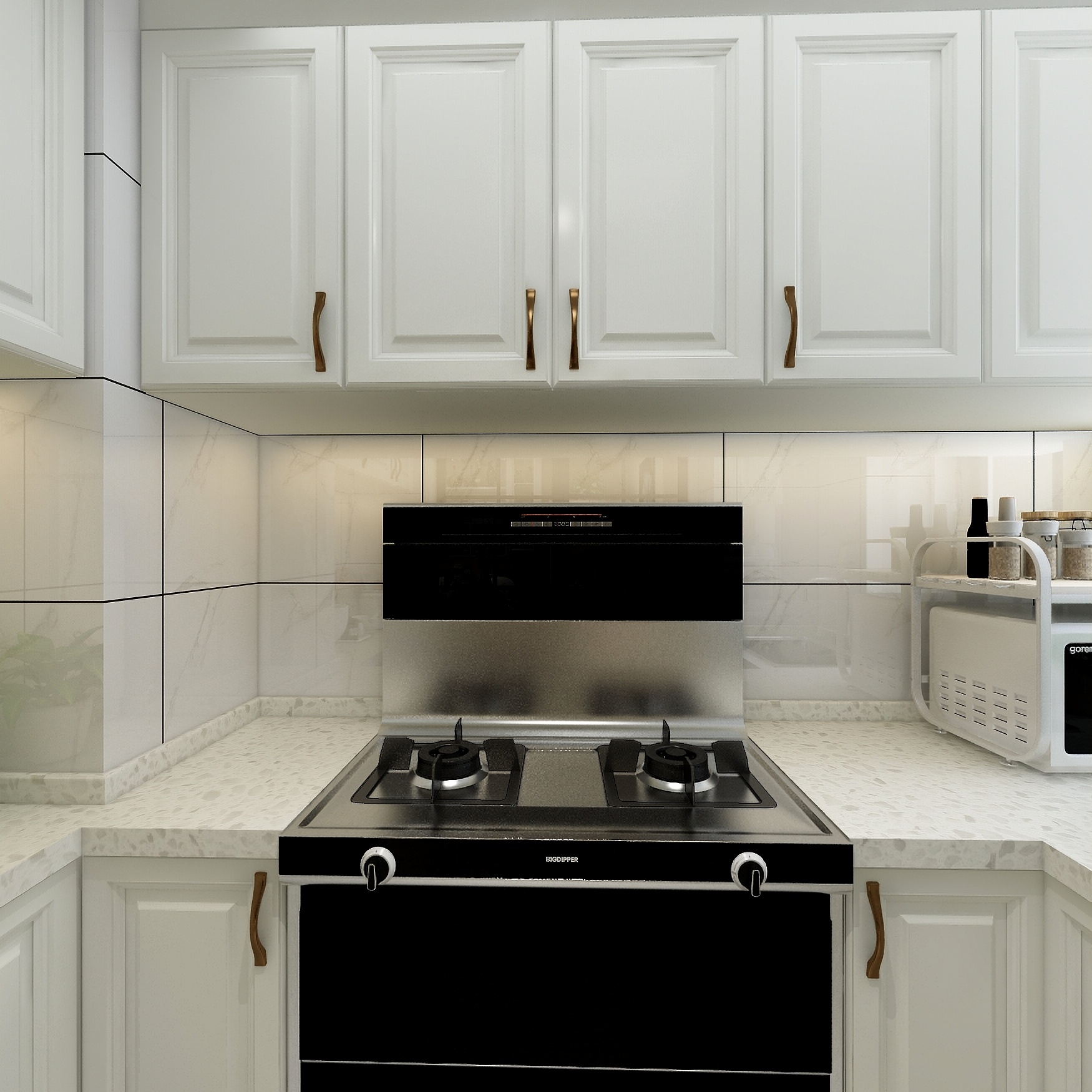 金风-99方美式三居一层厨房装修效果图第2张