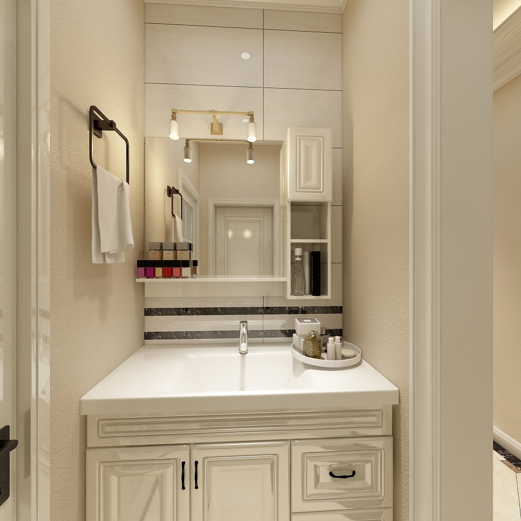 金风-99方美式三居一层干湿分离区装修效果图第2张