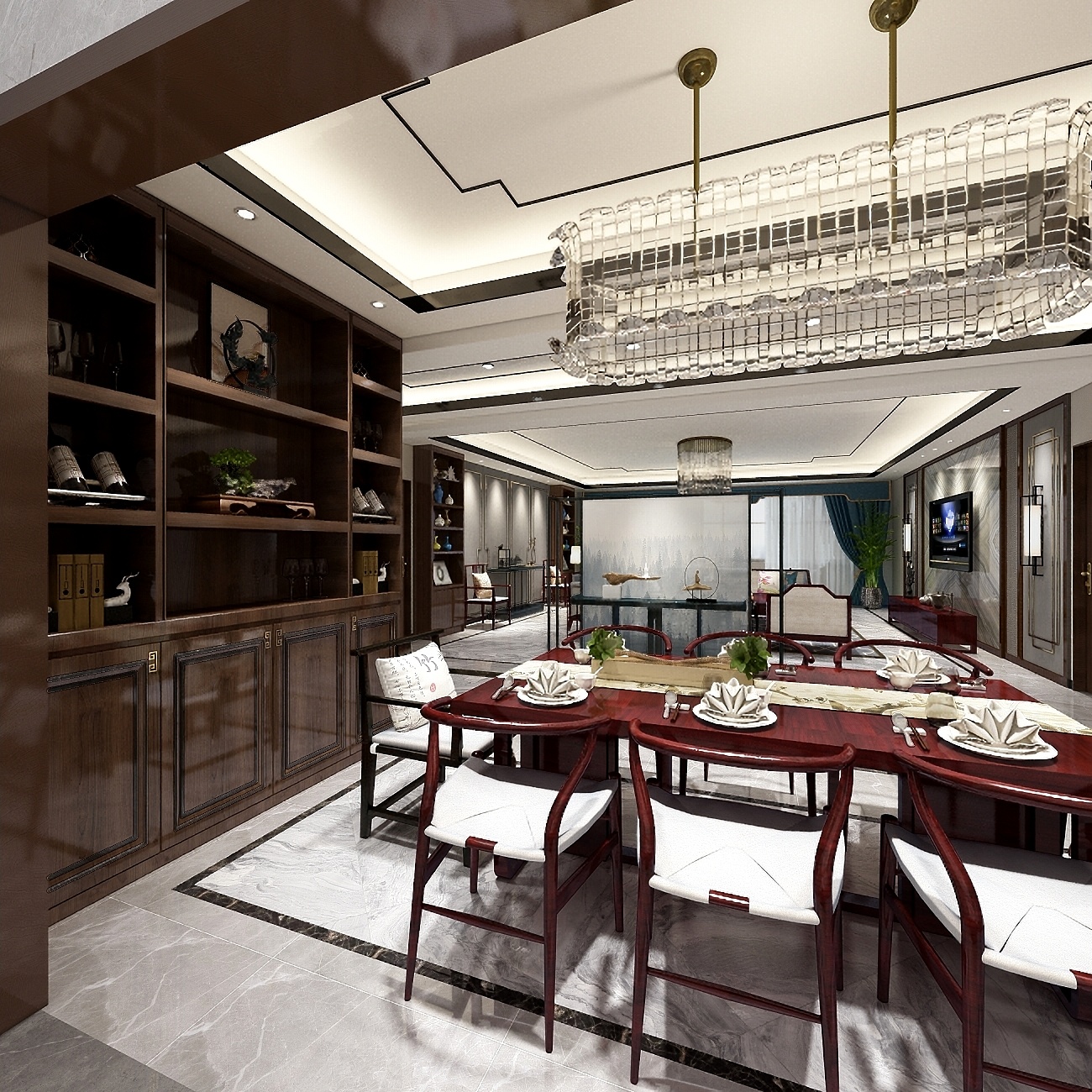 设计师孙恺-258方新中式四居装修效果图