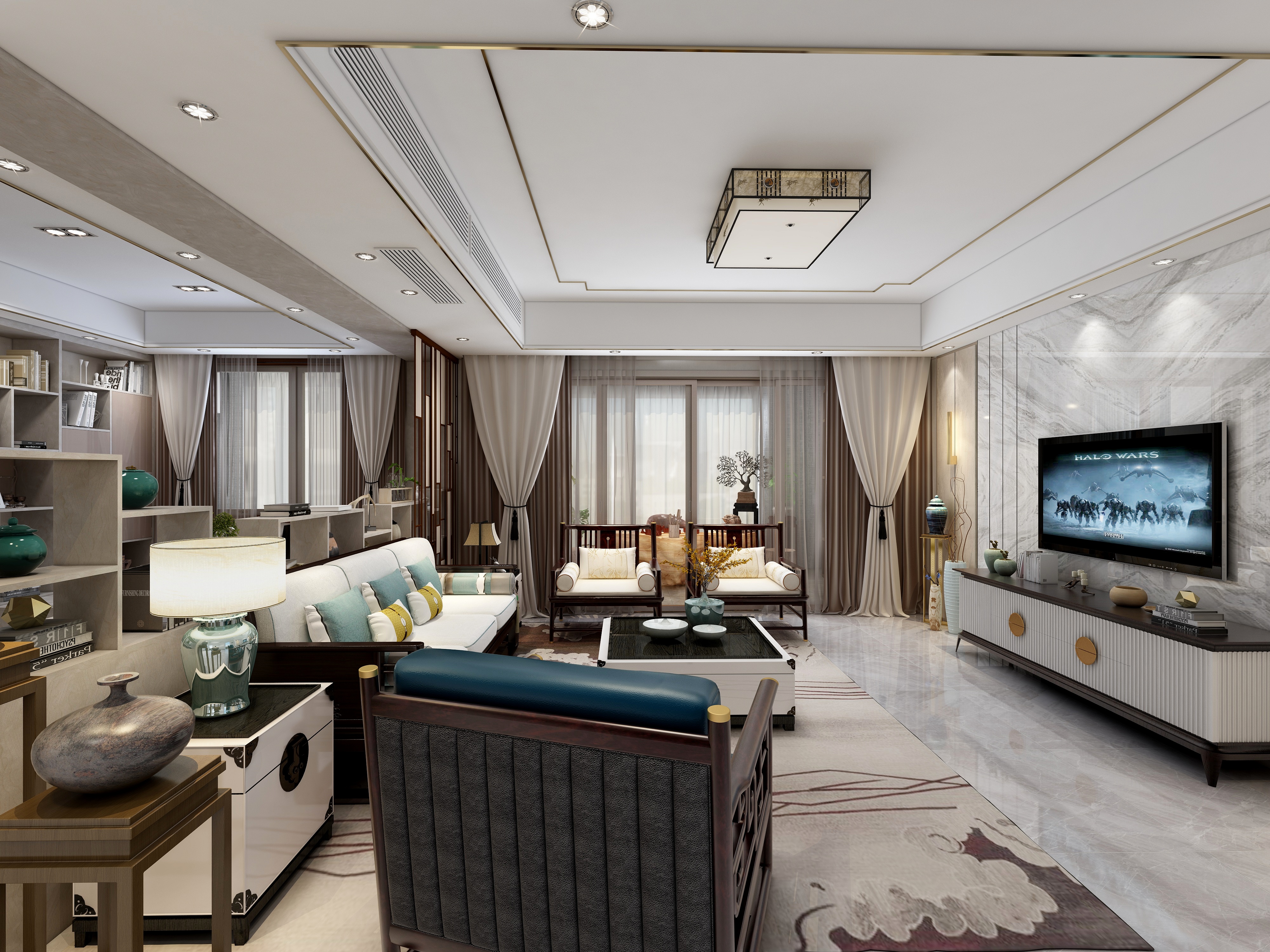 恩施伊恋-李山-新中式-安顺苑-邓阿姨-全屋家具效果图-装修设计方案