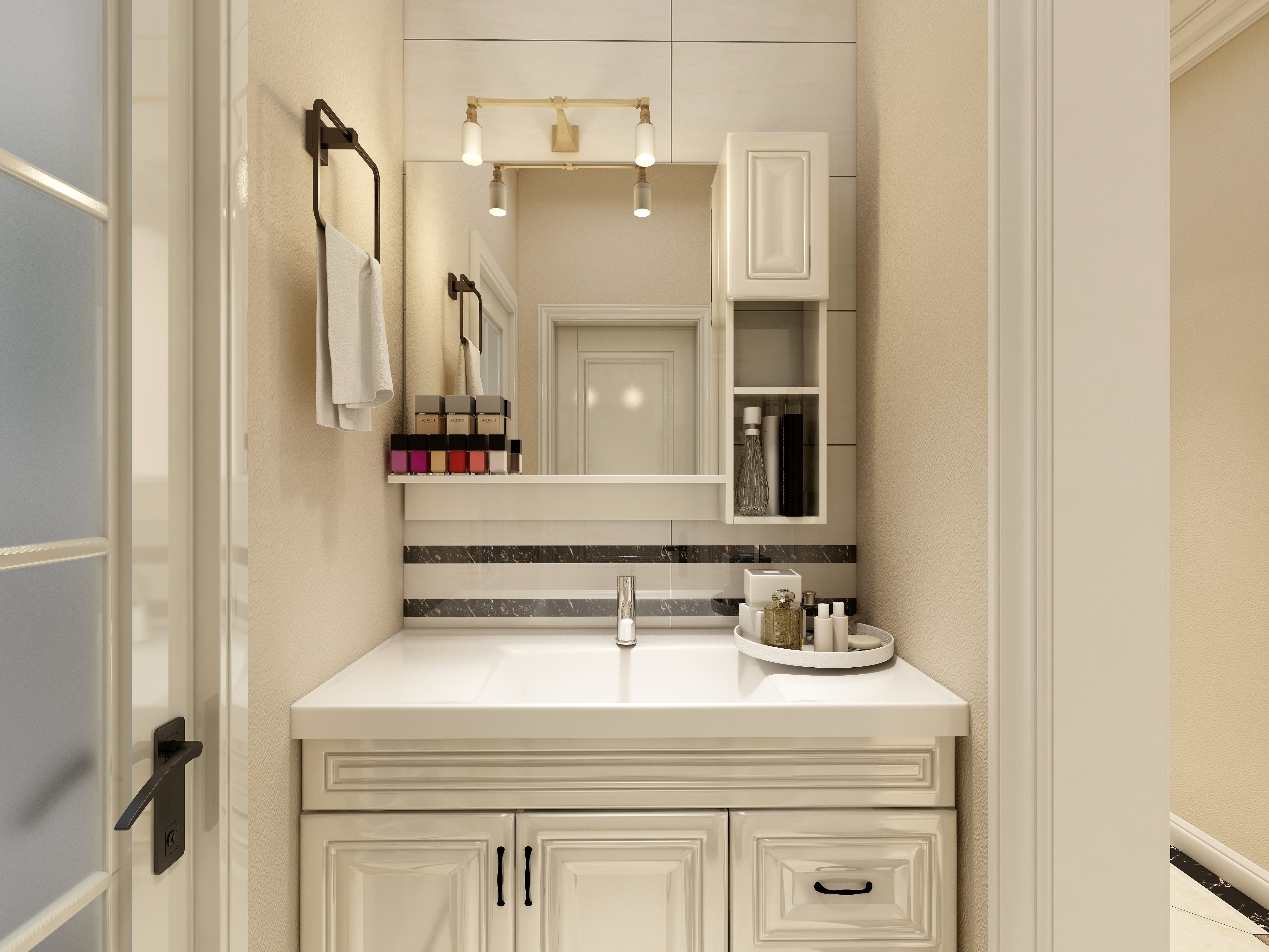 金风-99方美式三居一层干湿分离区装修效果图第1张