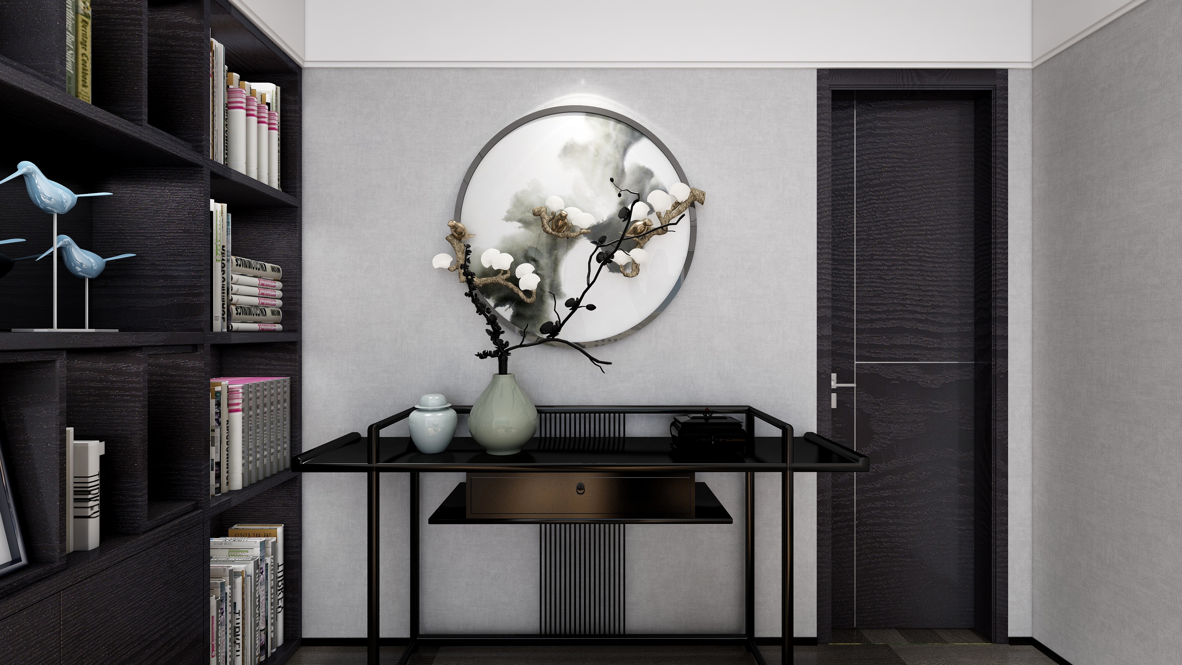 设计师丨胡月平-尚峰尚水一层书房装修效果图第3张