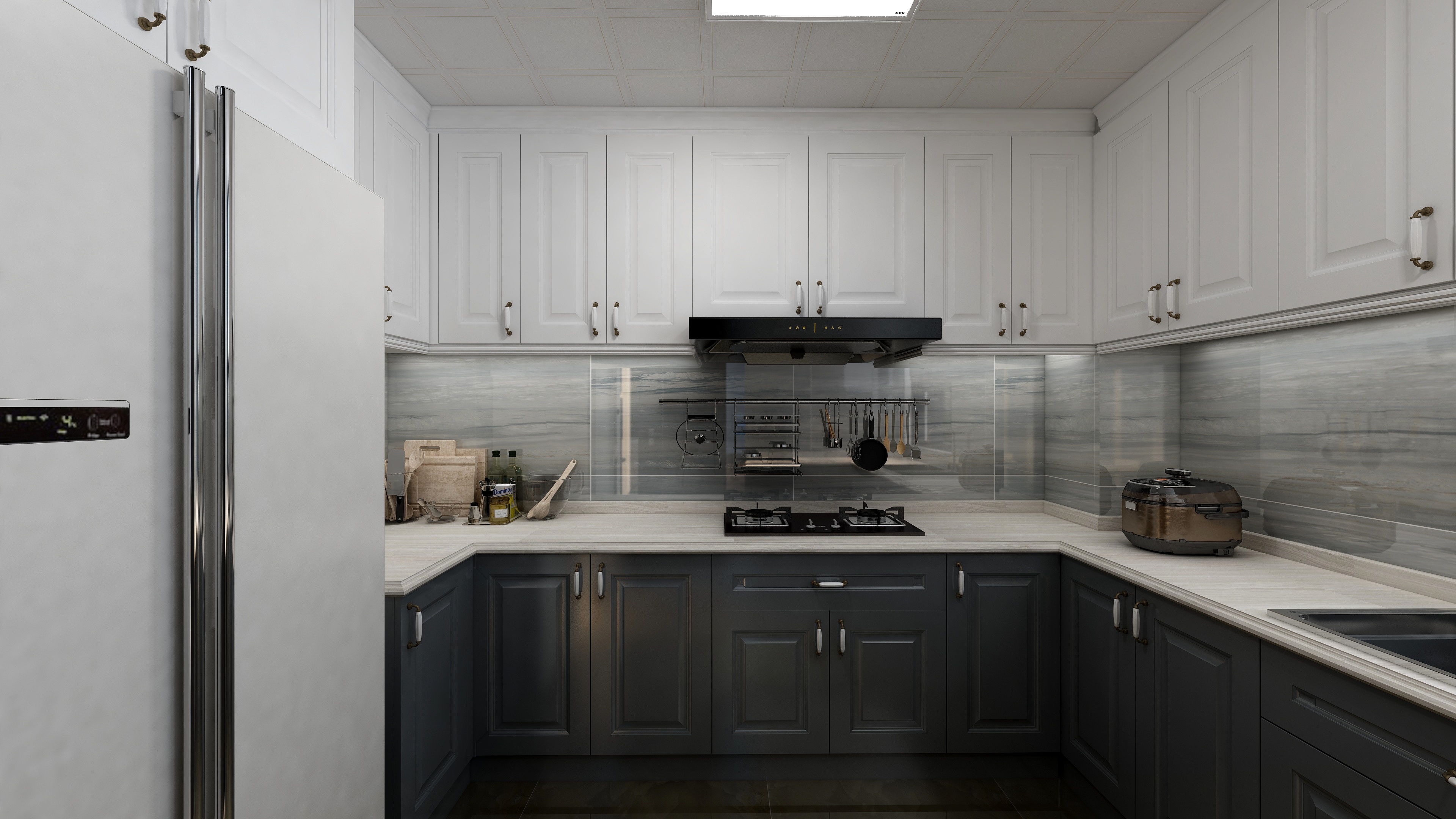 设计师丨胡月平-尚峰尚水一层厨房装修效果图第1张