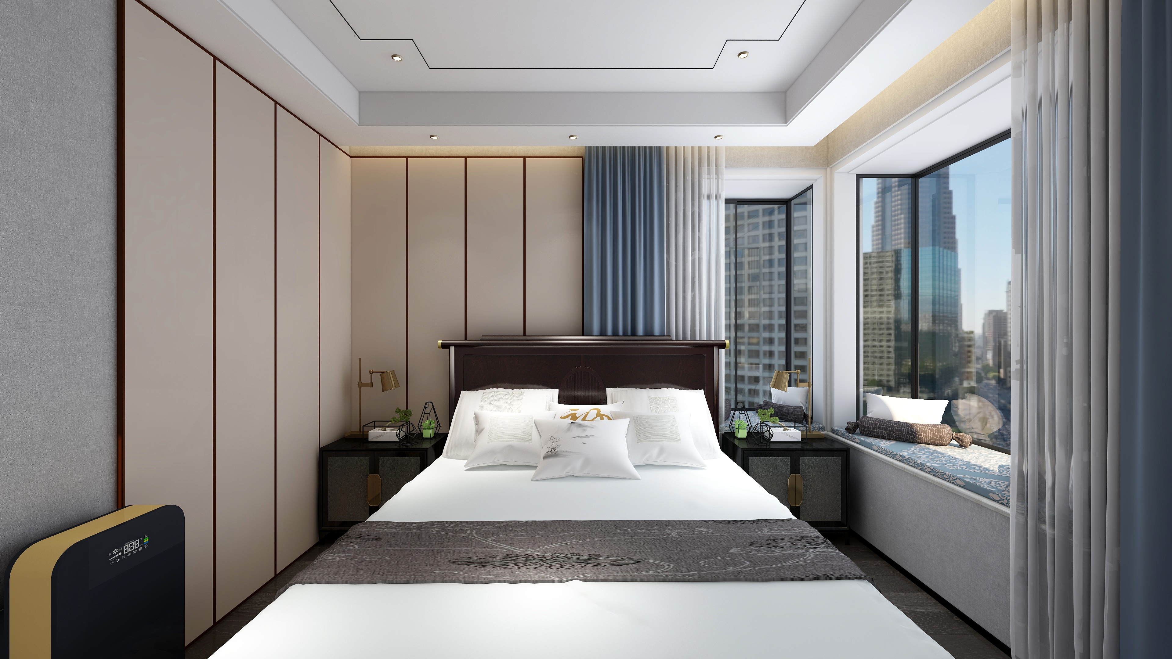 设计师丨胡月平-尚峰尚水一层主卧装修效果图第2张