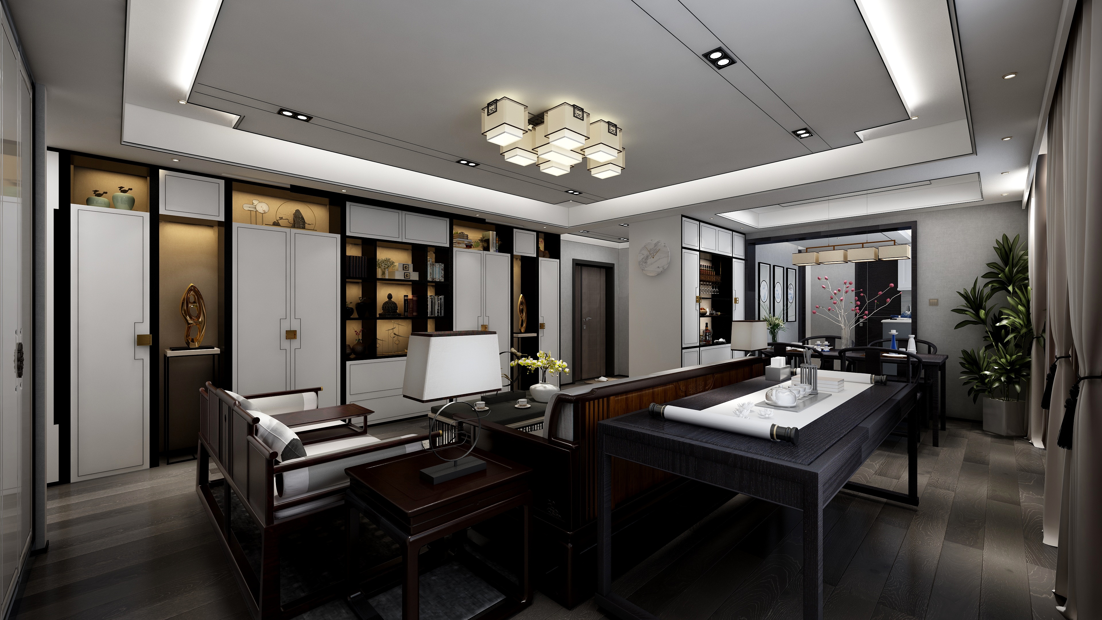 设计师丨胡月平-尚峰尚水一层客餐厅装修效果图第5张