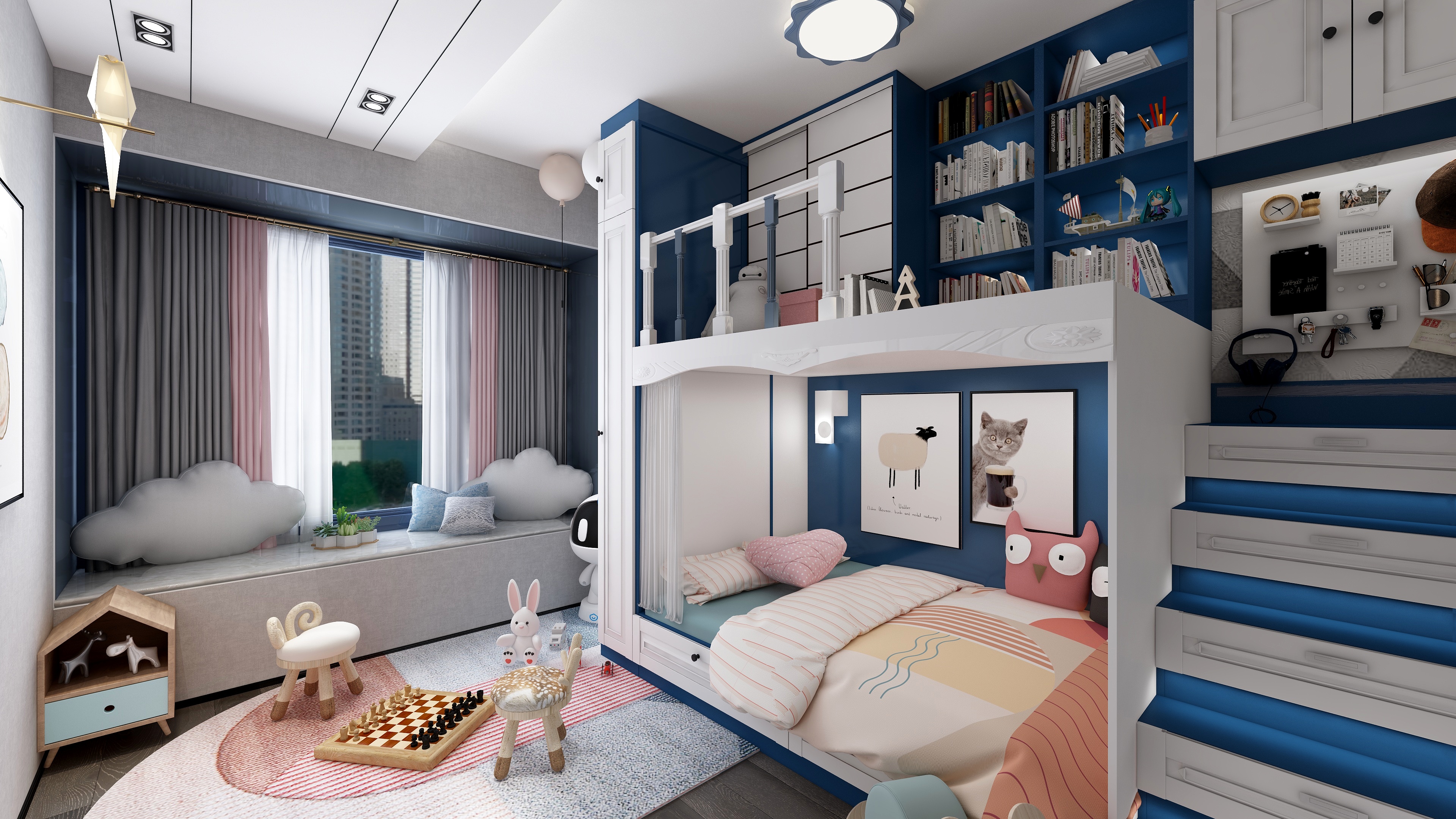 设计师丨胡月平-尚峰尚水一层次卧装修效果图第1张