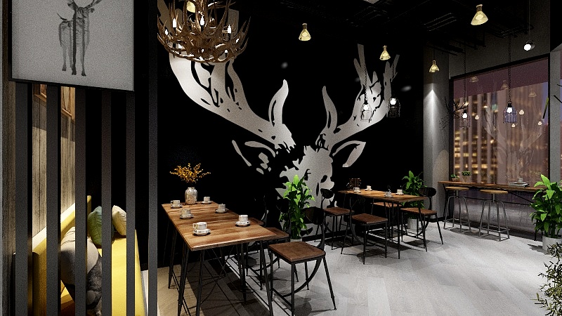 小木啊-淮南鹿角巷一层店内装修效果图第4张
