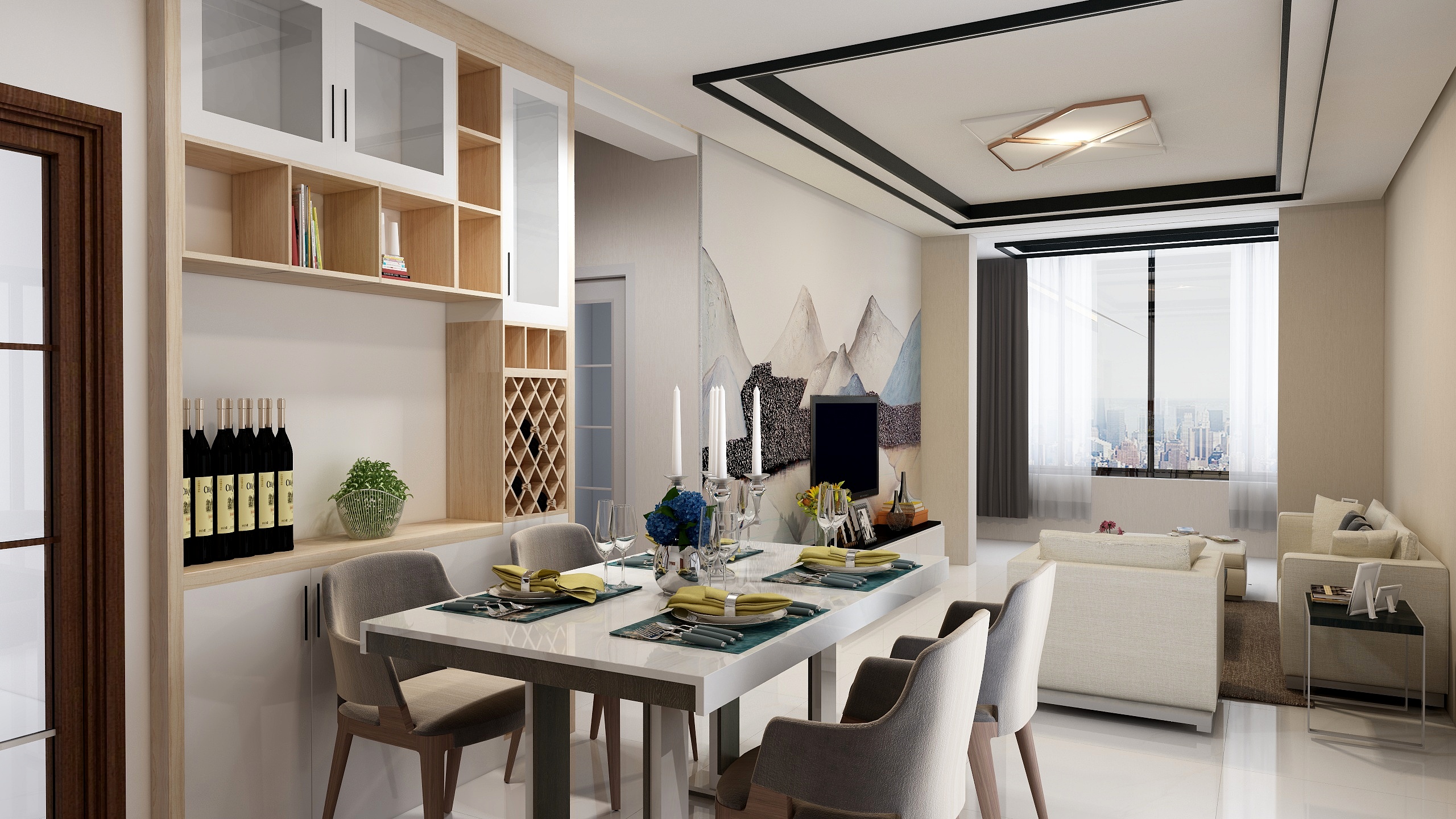 在下滑稽-现代客餐厅-装修设计方案