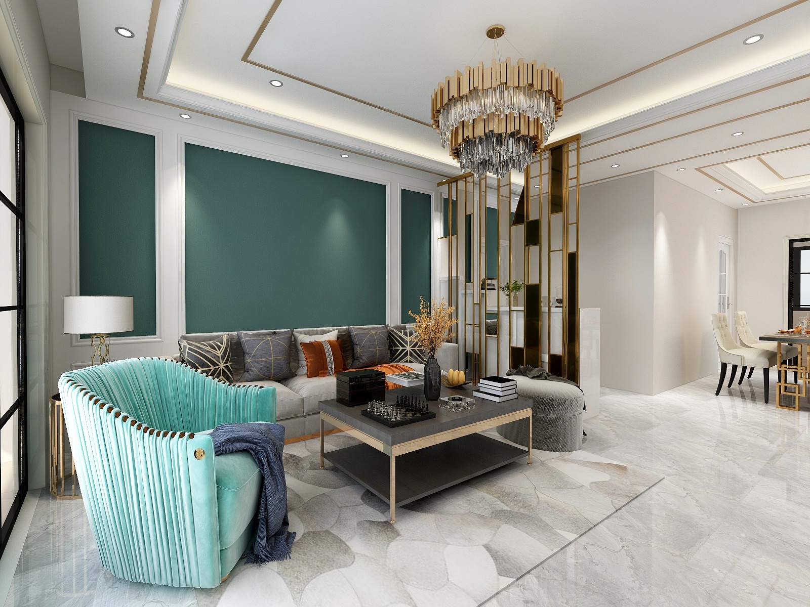 全案设计杨明-三穗物流城电梯房C户型143㎡美式轻奢-装修设计方案