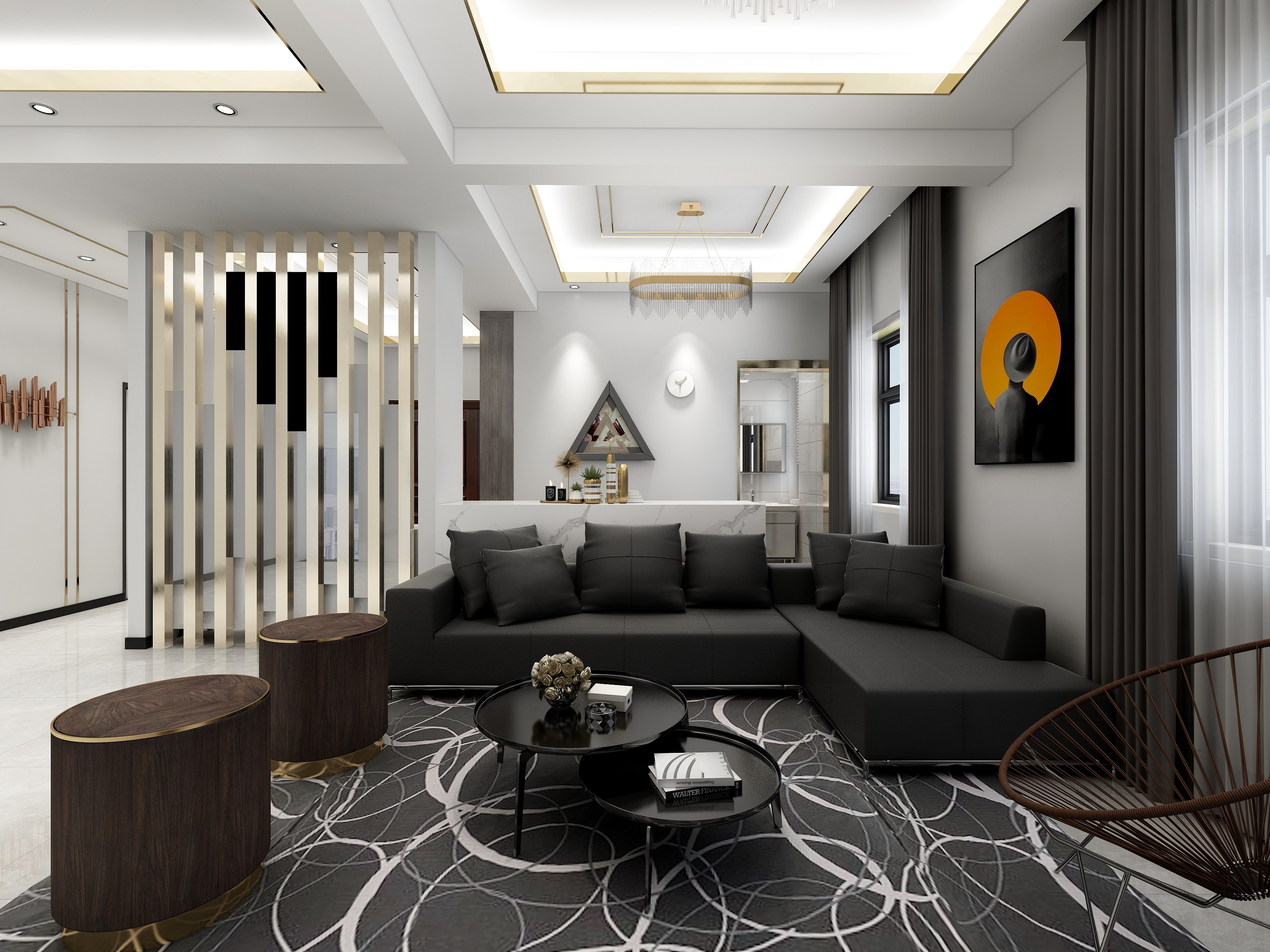 湛智华-现代轻奢203平4房装修效果图