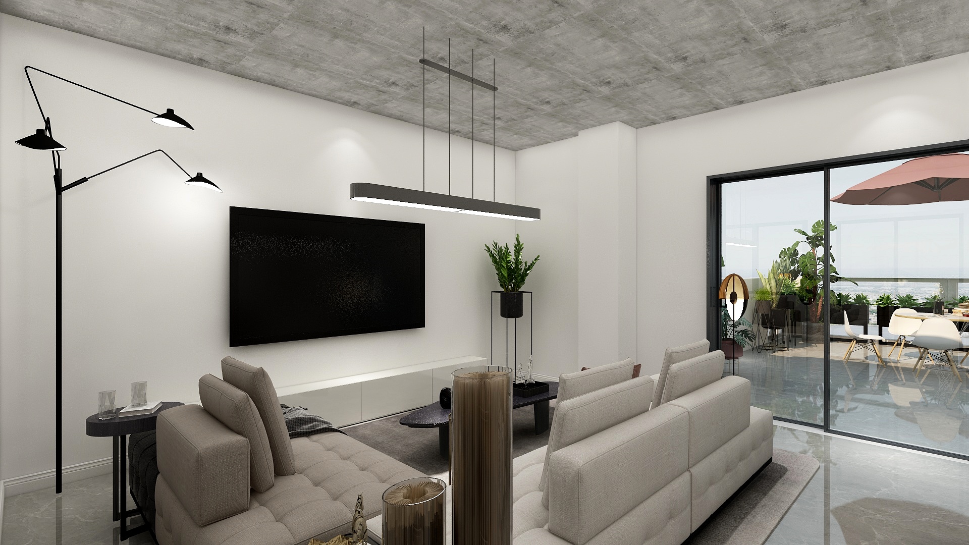 杨喜评-135方工业风三居装修效果图