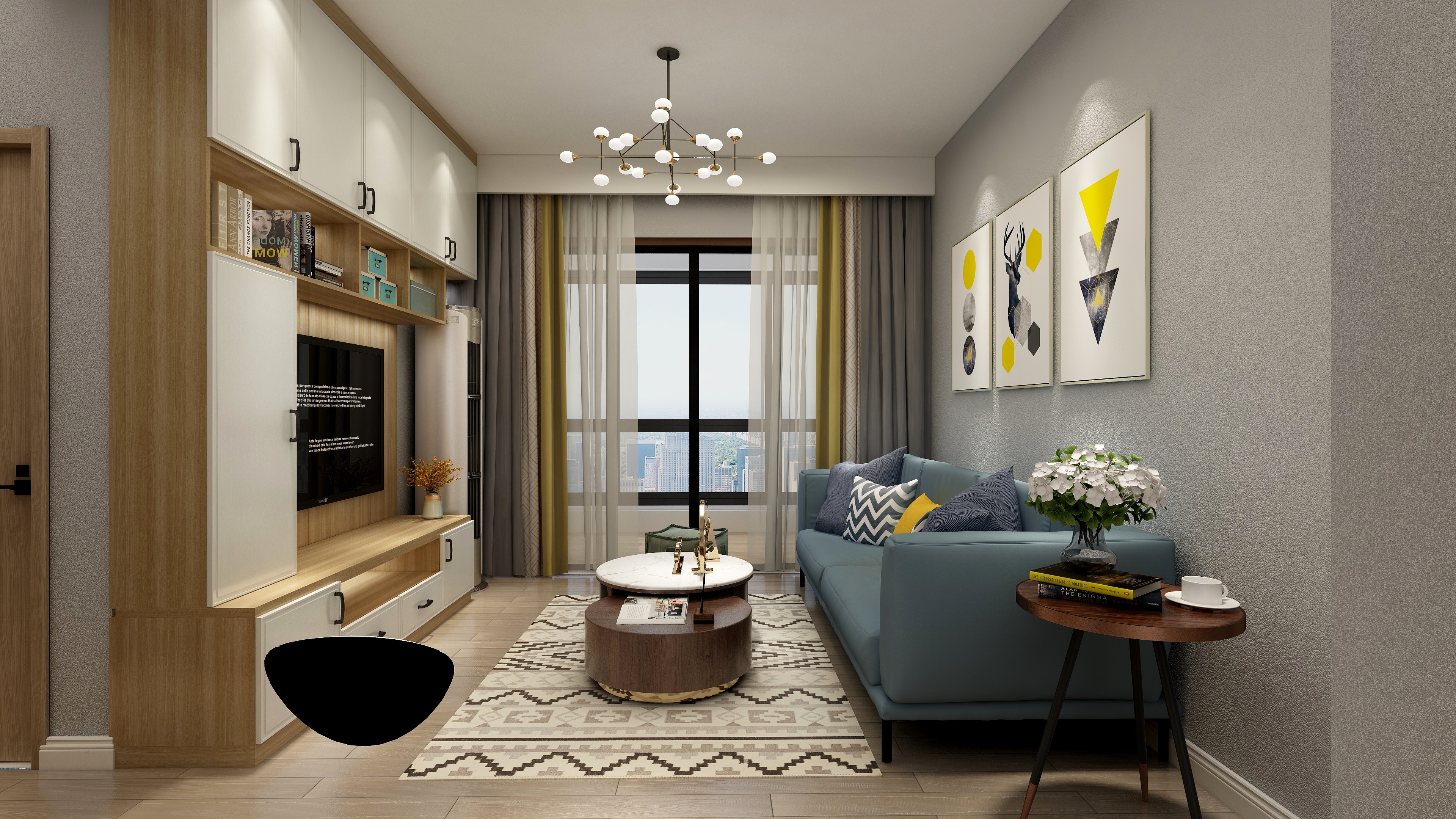 软装-唐艳萍-85方北欧混搭两居装修效果图