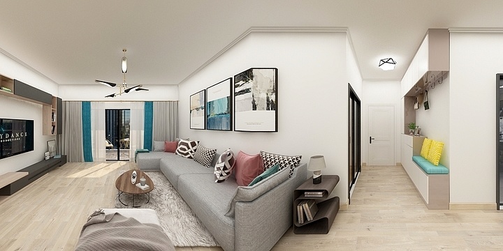 灰色极简-地板效果图-装修设计方案