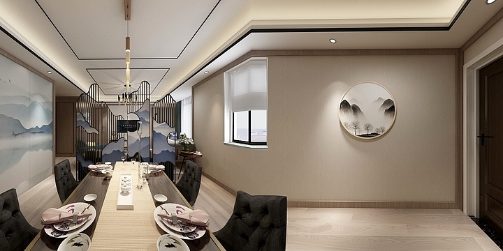 16608701881-御峰云府105水墨风中式客餐厅全景-装修设计方案