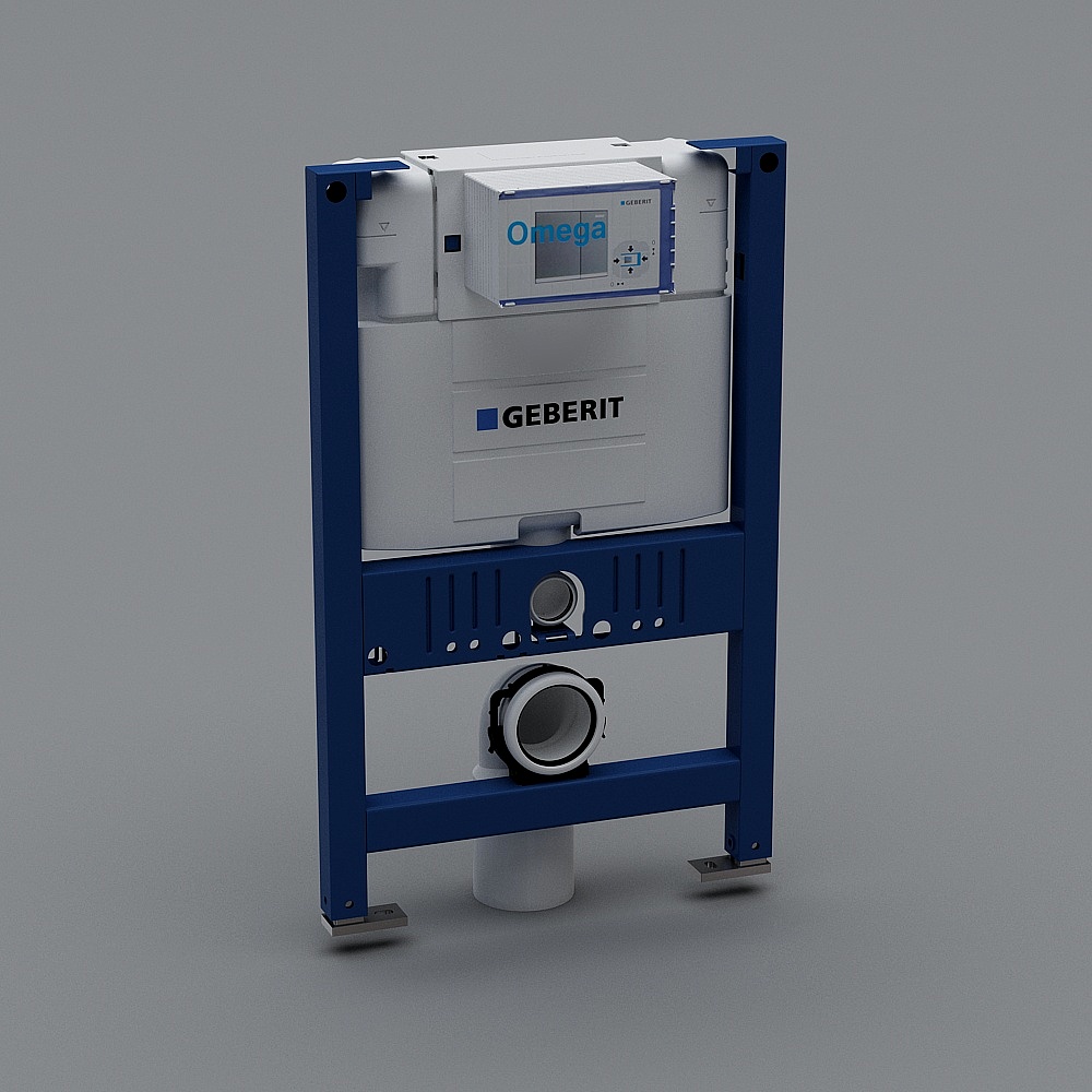 geberit吉博力-224.043.00.1-Omega进口箱体隐藏式壁挂马桶矮版水箱3D模型