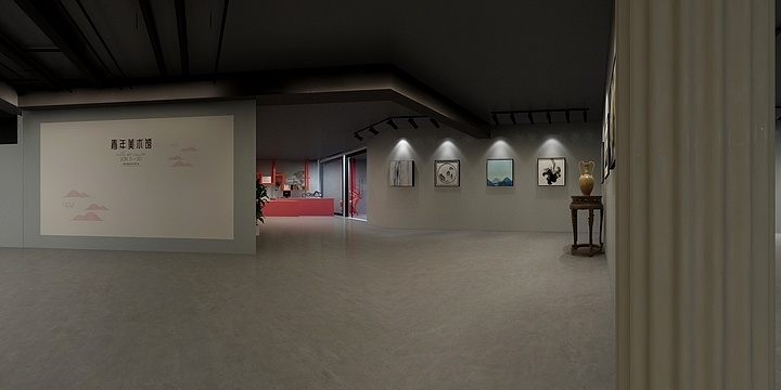 杨哲ོྂཾ-青年美术馆的全景效果图-装修设计方案