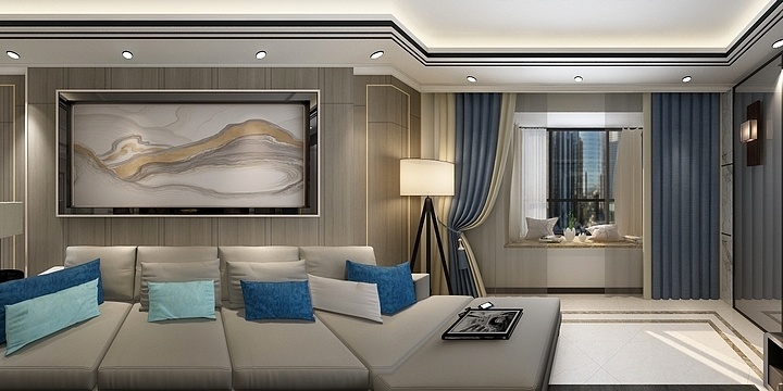 室内设计师柴翔宇-御景白瓷砖咖网轻奢风格护墙板-装修设计方案