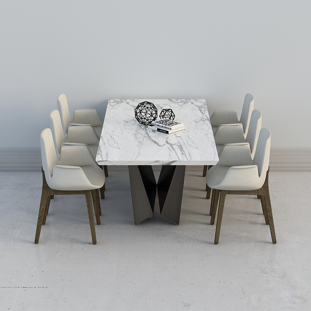 A015-现代风格-餐桌组合3D模型