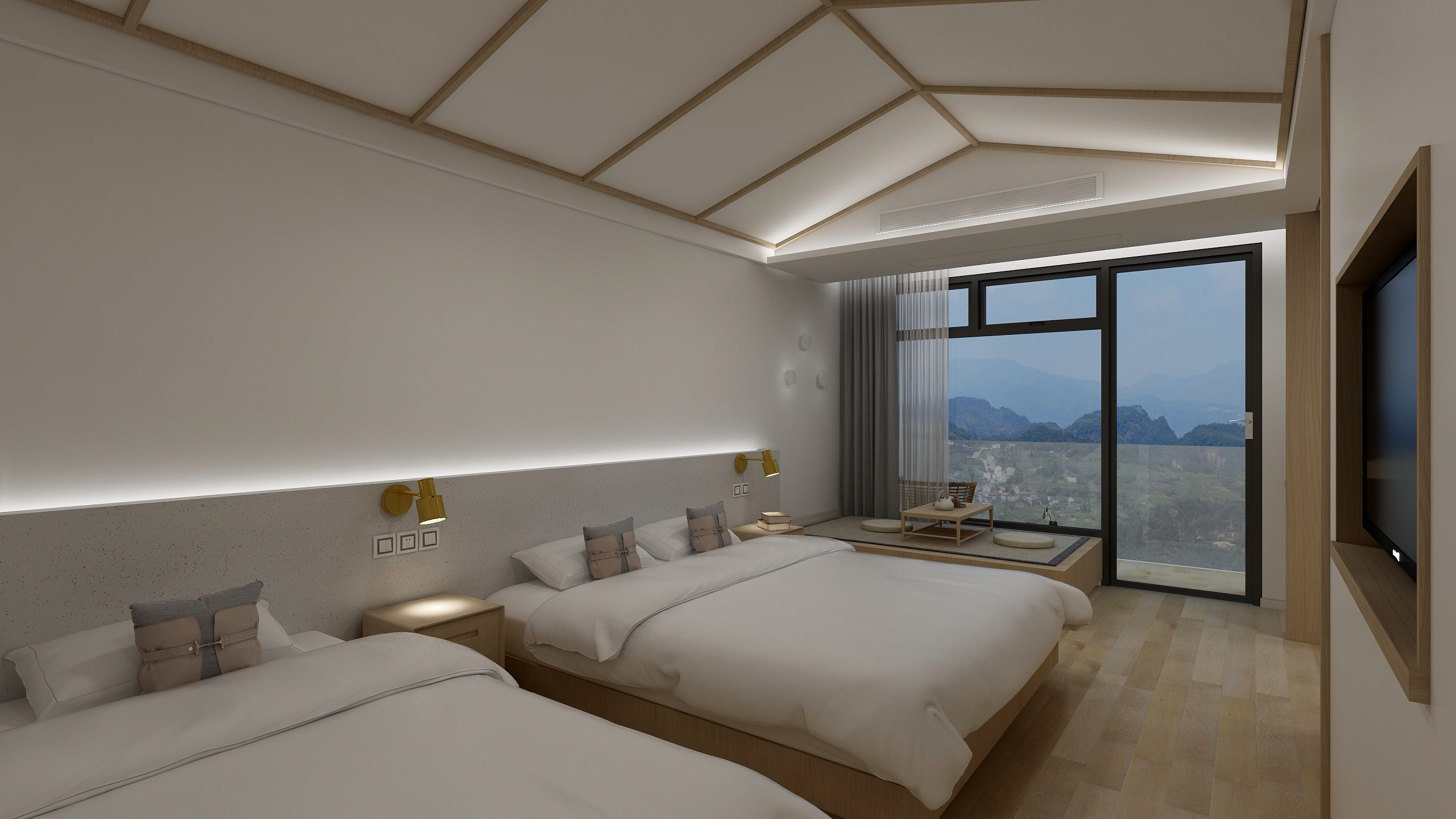 丁设计机构-蓝莲花开.在云端民宿项目房1镜像-装修设计方案