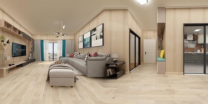 灰色极简-墙衣墙板样板房效果图-装修设计方案