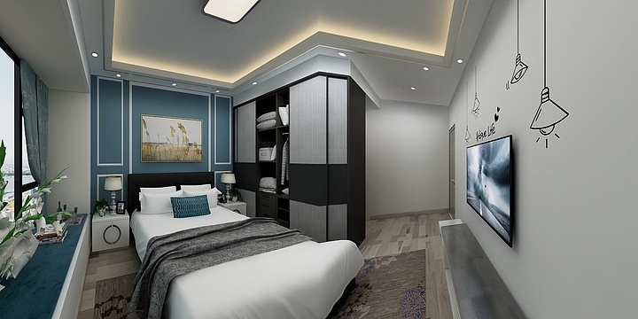 设计装修梁工-财富城3A.B栋C户型效果图-装修设计方案