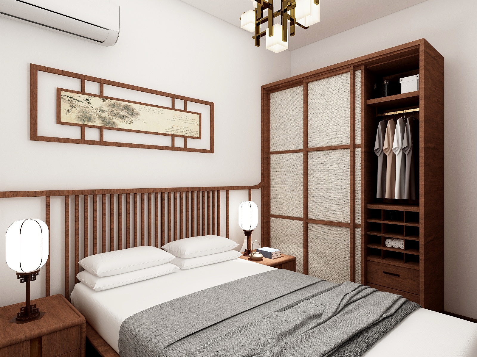 梁秋玲-雅致新中式别墅装修效果图