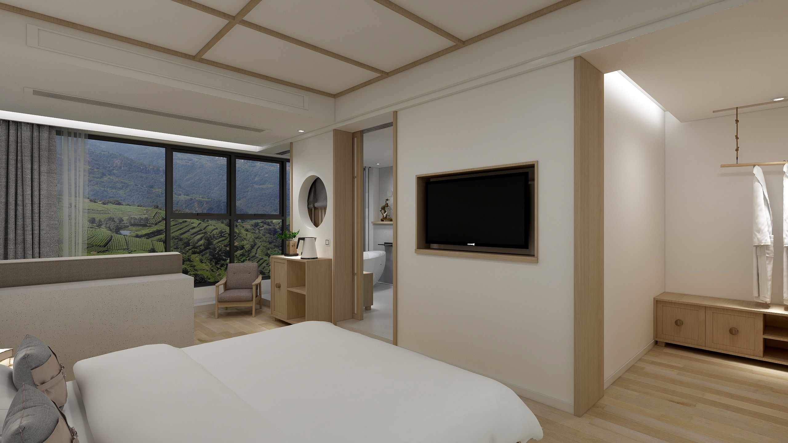 丁设计机构-蓝莲花开.在云端民宿项目一层客房2-方案2-装修设计方案