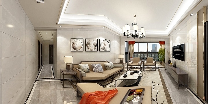 熊炜-时尚豪园120平新中式-装修设计方案