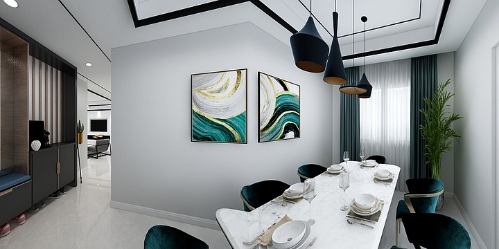 AA效果图设计师-A户型现代轻奢风-装修设计方案